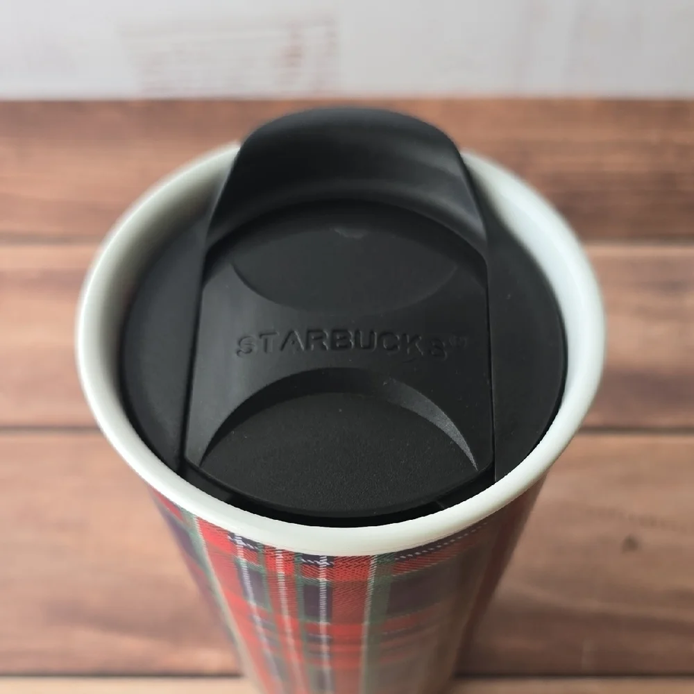 STARBUCKS Plaid Travel Mug with Lid